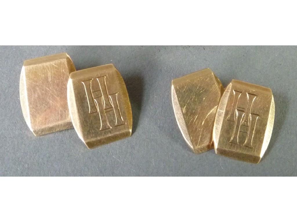 Appraisal: PAIR OF ct GOLD DOUBLE OBLONG CUFFLINKS gms and a