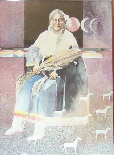 Appraisal: Untitled - Native American Woman Sitting Reproduction on Paper Penn