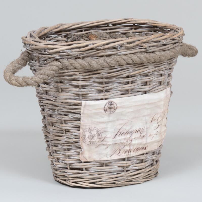 Appraisal: French Painted Wicker Wine Basket x x in Condition In