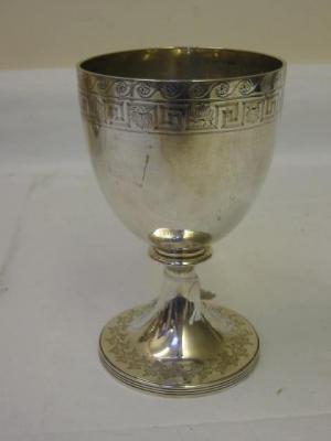 Appraisal: A VICTORIAN GOBLET the ovoid bowl chased with a band