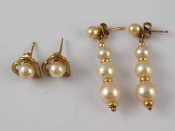 Appraisal: A pair of yellow metal tests carat gold cultured pearl