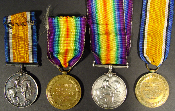 Appraisal: Two World War I Military Medal groups each comprising a