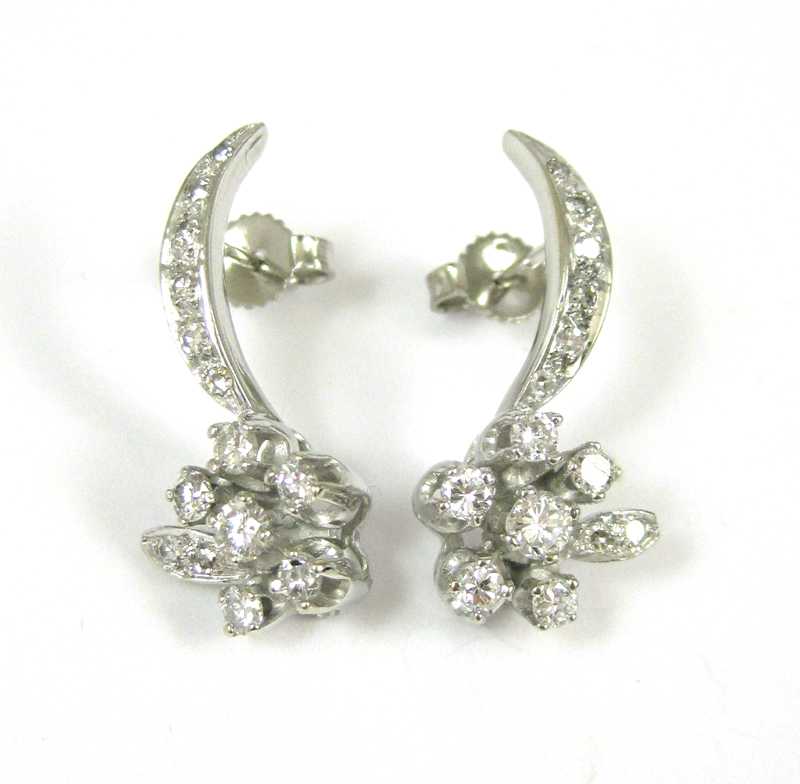 Appraisal: PAIR OF DIAMOND AND FOURTEEN KARAT GOLD EARRINGS each white