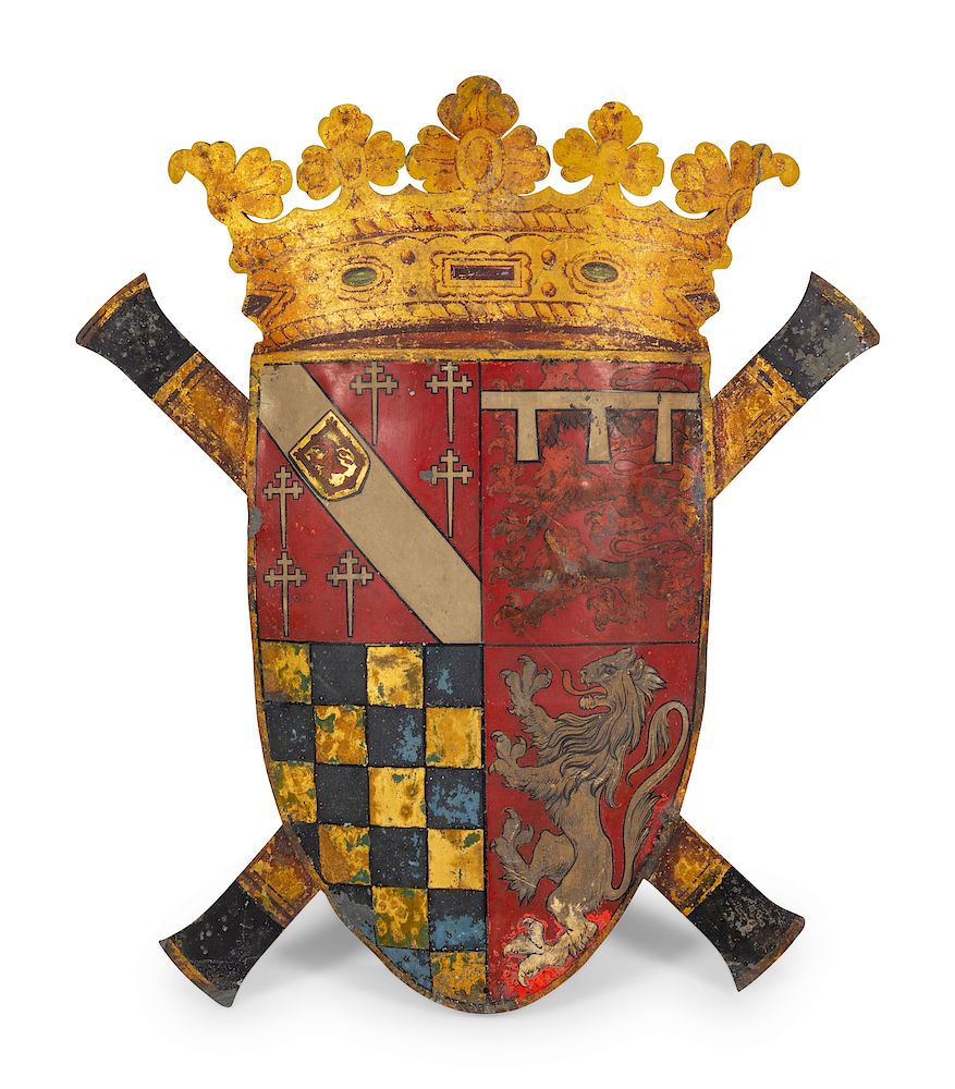 Appraisal: A Large English Tole Coat of Arms Height x A