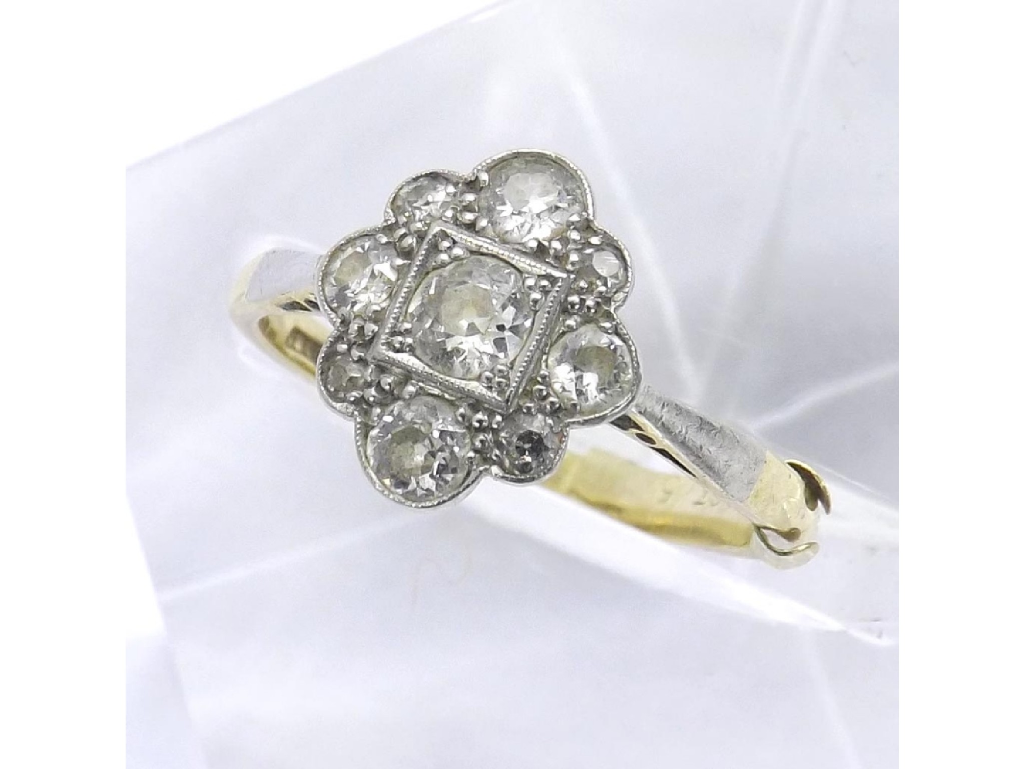 Appraisal: ct and platinum old-cut diamond cluster ring ring size S