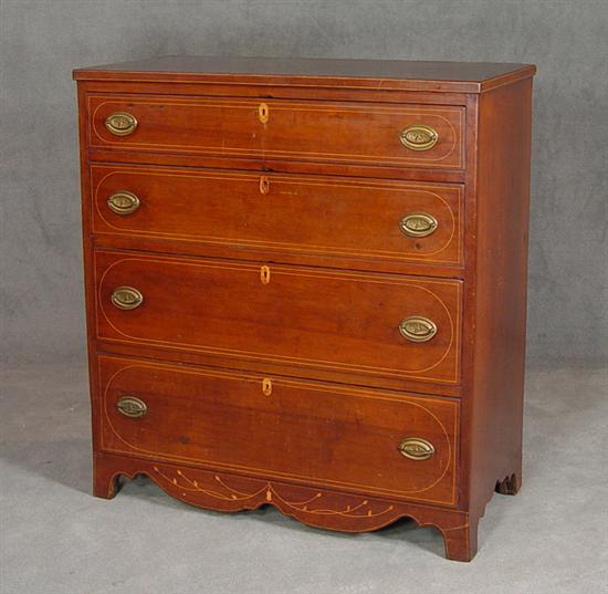 Appraisal: Inlaid Hepplewhite Green County Tennessee Chest of Drawers Circa Cherry