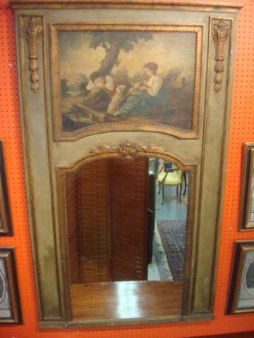 Appraisal: Trumeau Mirror with Painted Top Nice quality painting on top