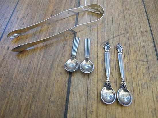 Appraisal: TWO PAIRS OF STERLING SILVER CAVIAR SPOONS BY GEORG JENSEN