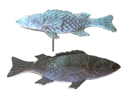 Appraisal: Two full-bodied copper fish weathervanes th century