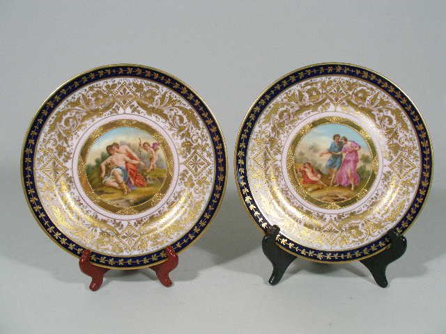 Appraisal: Pair of Royal Vienna China Cabinet Plates had painted classical