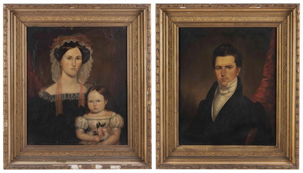 Appraisal: AMERICAN SCHOOL PAIR OF PORTRAITS OF LOUIS PITNEY AND HIS