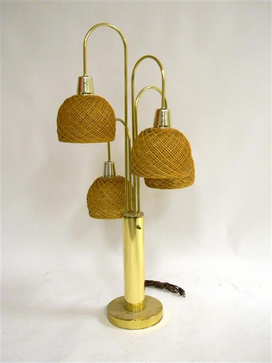 Appraisal: Mid Century table lamp brass finish columnar standard four lights