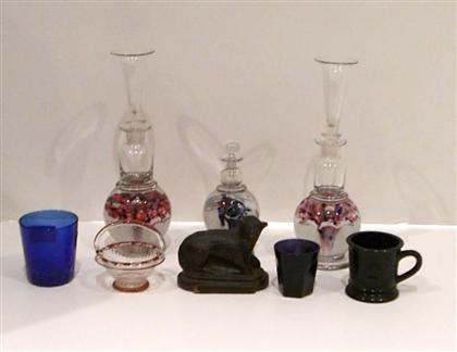 Appraisal: Three glass perfume bottles late th century Each of bulbous