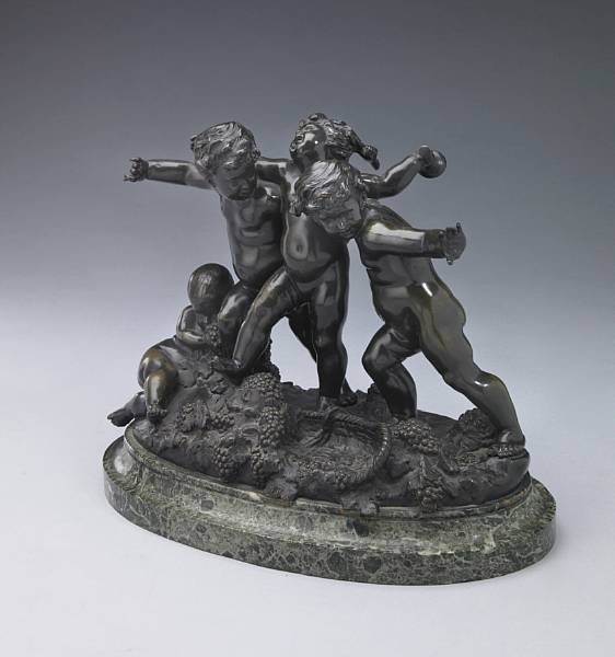 Appraisal: A French patinated bronze figural group cast after a model