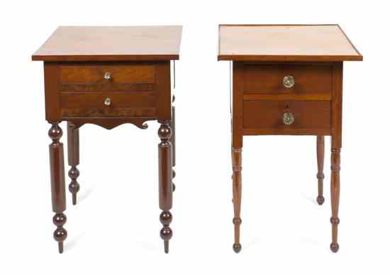 Appraisal: Two American Cherry Work Tables each having a square top