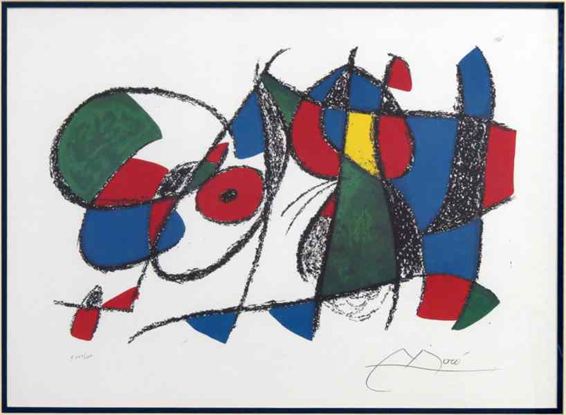 Appraisal: AFTER JOAN MIRO UNTITLED Color lithograph bearing pencil signature lower