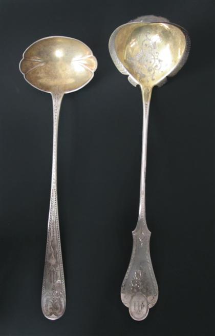 Appraisal: Two silver soup ladlesr w wilson and j einstein mid