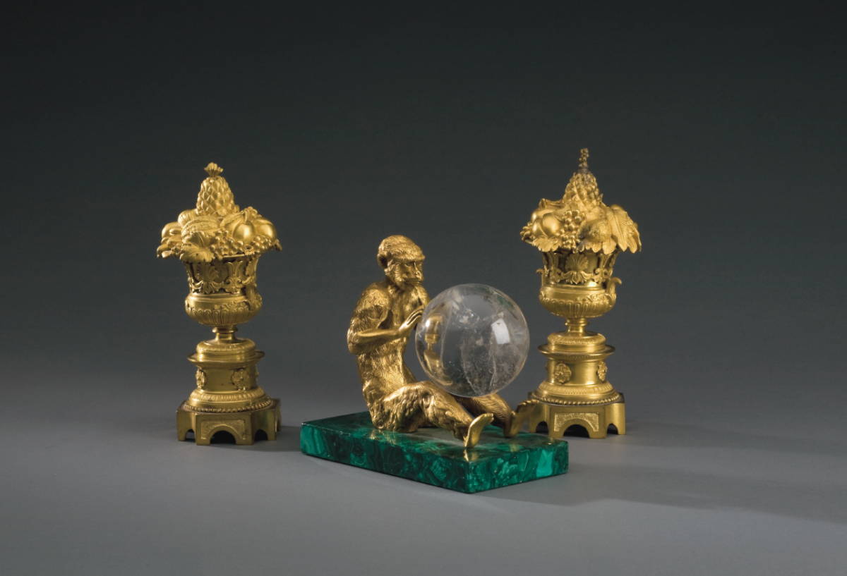 Appraisal: CONTINENTAL GILT-METAL AND ROCK CRYSTAL FIGURE OF A MONKEY The