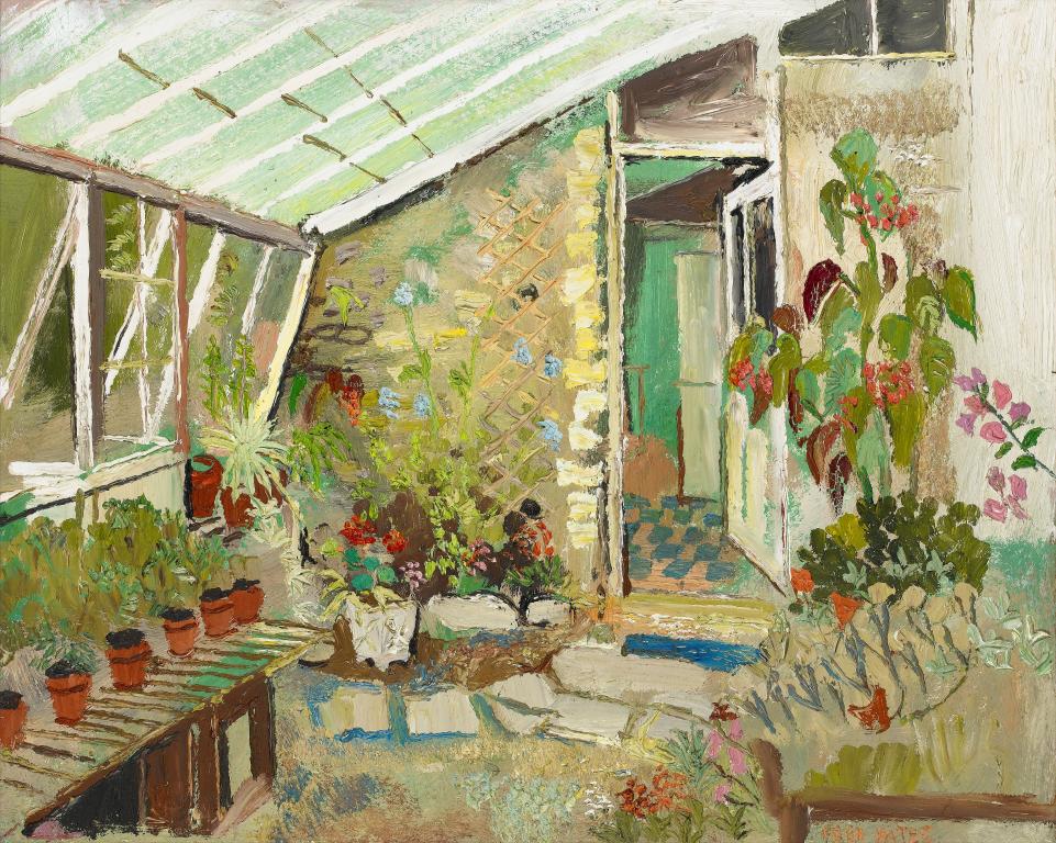 Appraisal: FRED YATES - THE GREENHOUSE signed board x cm