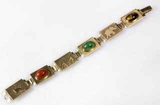 Appraisal: South African gemstone and k yellow gold bracelet South African