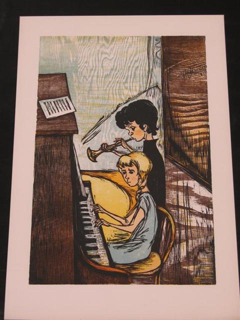 Appraisal: MERVIN JULES AMERICAN - TOGETHER Color woodcut x in