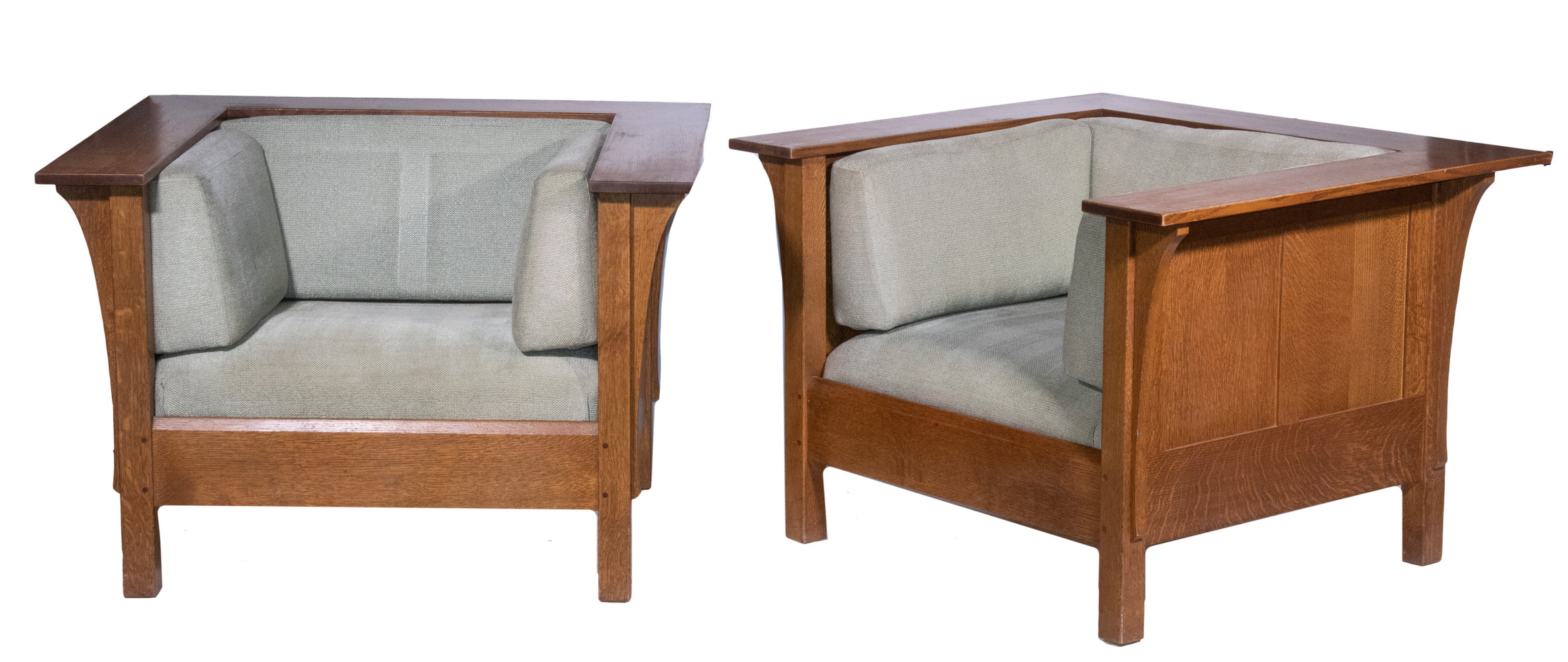 Appraisal: STICKLEY PRAIRIE STYLE CHAIRS Oak Framed Mission Collection chairs by