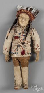 Appraisal: Composition Native American chief doll early th c with painted