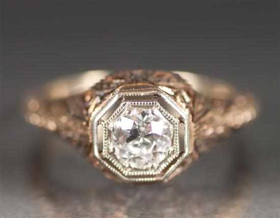 Appraisal: Lady's K rose gold and diamond engagement ring early th