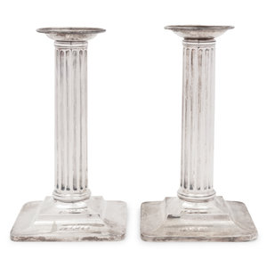 Appraisal: A Pair of Tiffany Co Silver Candlesticks New York NY