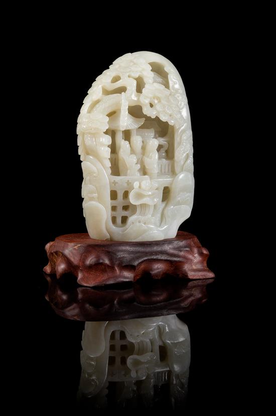 Appraisal: Sale Lot A Carved White Jade Boulder the stone of