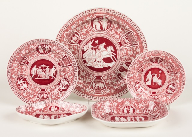 Appraisal: Copeland Spode Greek pattern china dinner set red transfer pattern