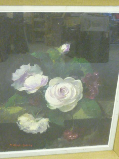 Appraisal: JOHN WYNNE-MORGAN - Still Life with Roses on a Ledge