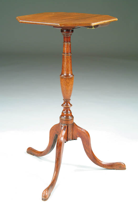 Appraisal: DELICATE TH CENTURY QUEEN ANNE MAHOGANY CANDLESTAND The octagon top