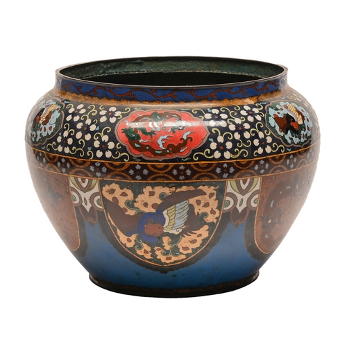 Appraisal: A Japanese cloisonne enamel jardiniere Meiji period with alternating lappet