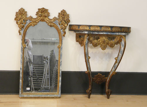 Appraisal: Italian style painted console with a mirror together with a