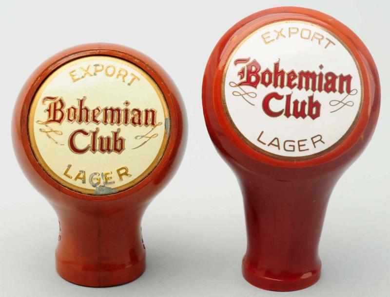 Appraisal: Lot of Bohemian Club Beer Tap Knobs The shorter tap