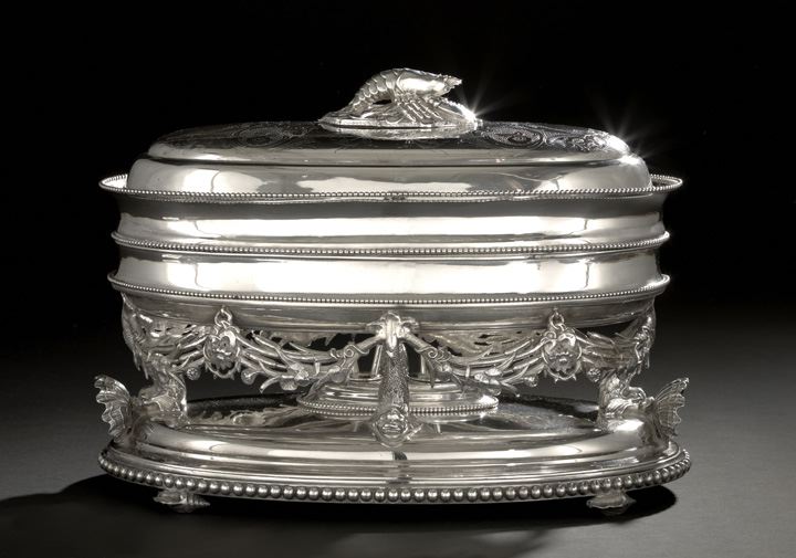 Appraisal: Large Continental Silverplate Seafood Chafing Dish first quarter th century