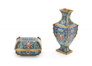 Appraisal: Two Small Cloisonne Enamel Articles Two Small Cloisonne Enamel Articles