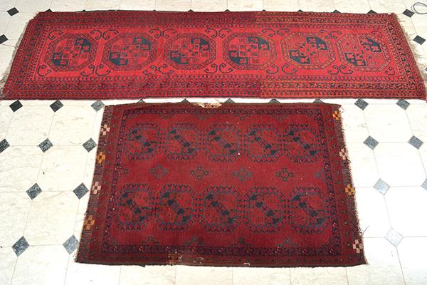 Appraisal: A SMALL PERSIAN FLOOR RUNNER AND A SMALL PERSIAN PRAYER