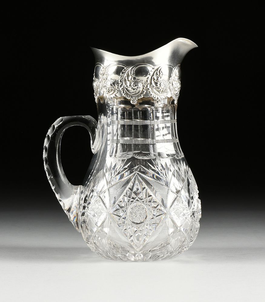 Appraisal: AN AMERICAN BRILLIANT PERIOD STERLING SILVER MOUNTED CUT CRYSTAL PITCHER