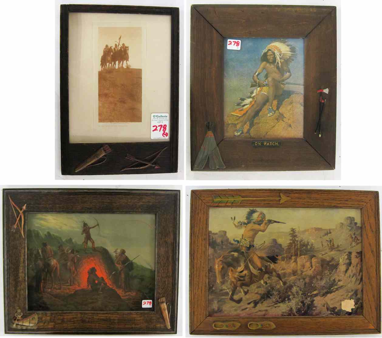 Appraisal: EDWARD S CURTIS PHOTOGRAVURE Seattle - plus three decorated frames