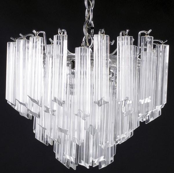 Appraisal: VENINI Six-socket chandelier with faceted clear glass bar prisms suspended