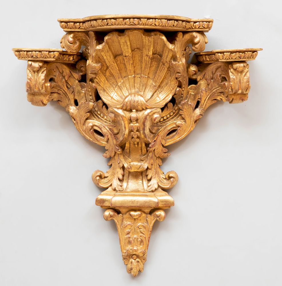 Appraisal: George III Style Carved Giltwood Wall Bracket With shell and