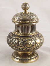 Appraisal: A Russian silver caviar vase the cylindrical glass holder set