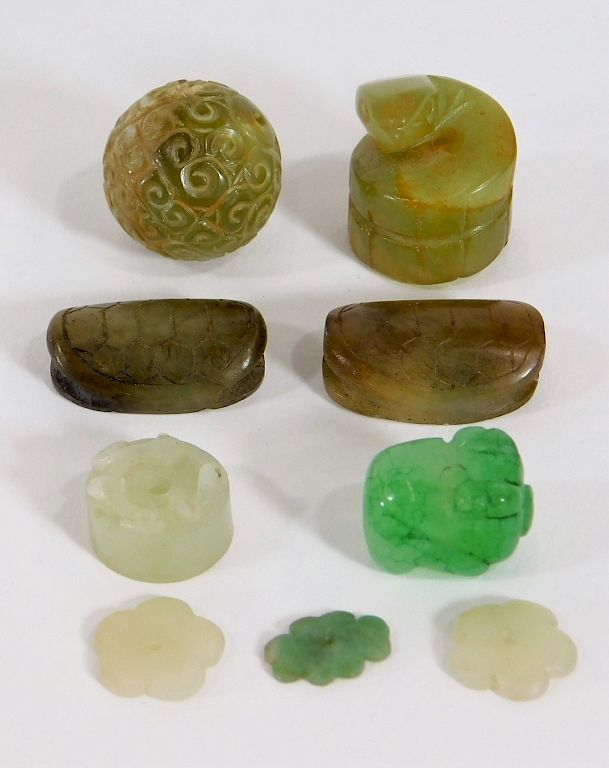 Appraisal: PC Estate Chinese Carved Hardstone Jade Amulets China th- th