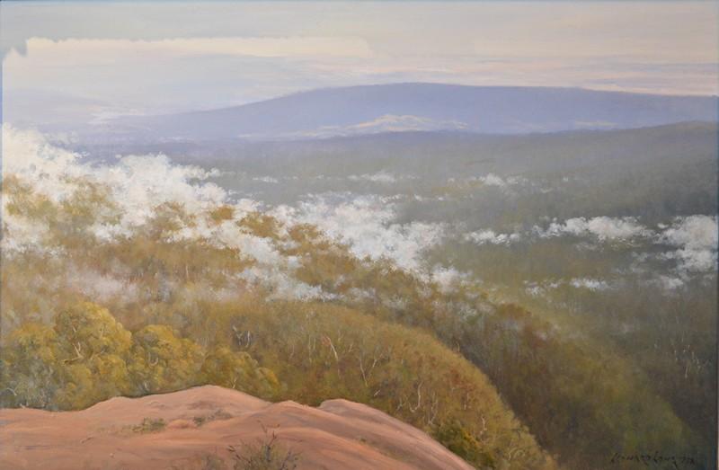 Appraisal: LEONARD LONG DRIFTING FOG OVER BLUE MOUNTAINS OIL ON BOARD