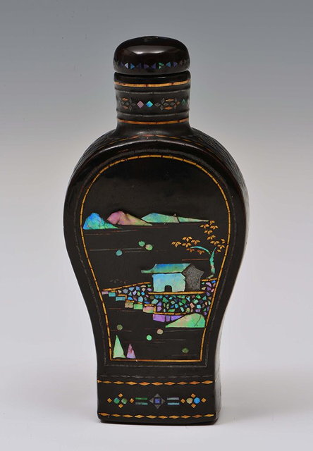 Appraisal: A CHINESE LAC BURGETTE SNUFF BOTTLE of inverted baluster form