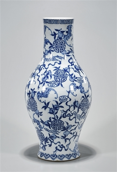 Appraisal: Chinese blue and white porcelain vase with bats shou characters