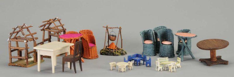 Appraisal: Assortment of Miniature Outdoor Furniture Germany early th century an