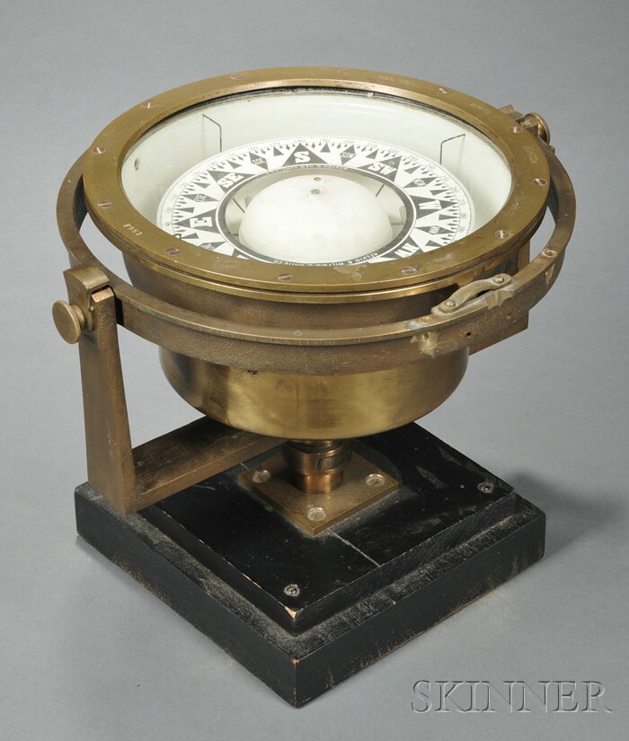 Appraisal: Kelvin White Brass Ship's Compass Boston with -in dia dry